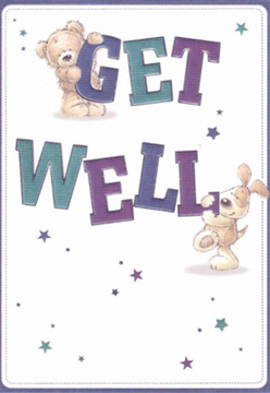 Steeped in the warmth and caring atmosphere of the New Southgate community, this arresting get well card radiates compassion and youthful energy. The design immediately instils a feeling of comfort: a snuggly teddy with soft, inviting fur clings joyfully to the top of the word 'GET,' while an eager puppy, its floppy ears barely containing its enthusiasm, nuzzles up against the sturdy 'WELL' below. Both animals exude affection-gentle, rounded shapes and friendly, expressive eyes capturing the very essence of a hopeful embrace. The typography's bold purples and calming teals leap from the page, echoing the contemporary vibrancy found in the heart of New Southgate's residential streets and local markets. Star motifs, scattered in playful profusion, enhance the card's magical sense of possibility, as if each twinkle grants its own measure of well-wishing. Against the crisp, immaculate white background, there's an underlying promise of clarity and new beginnings-reflective of the clean air and open spaces that define the area. To a florist here, the thoughtfully orchestrated illustration mirrors the meticulous care given to arranging a get well bouquet, each detail crafted to uplift and restore. This card brings a unique blend of lightness and sincerity-just the right note of encouragement to send to a friend in New Southgate recovering from illness.